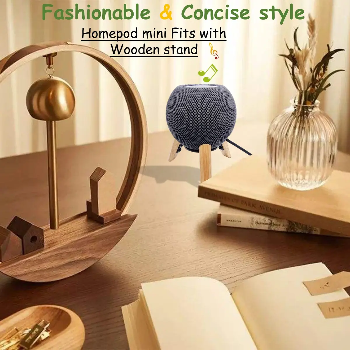 Counlisha Real Wood Stand for Homepod mini | Stylish Desktop Bracket in White Oak - view 7