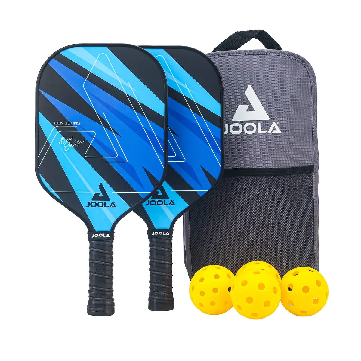 JOOLA Ben Johns Blue Lightning Pickleball Set with 2 Paddles, 4 Balls, and Bag | USAPA Approved Fiberglass & Honeycomb Core - main product image