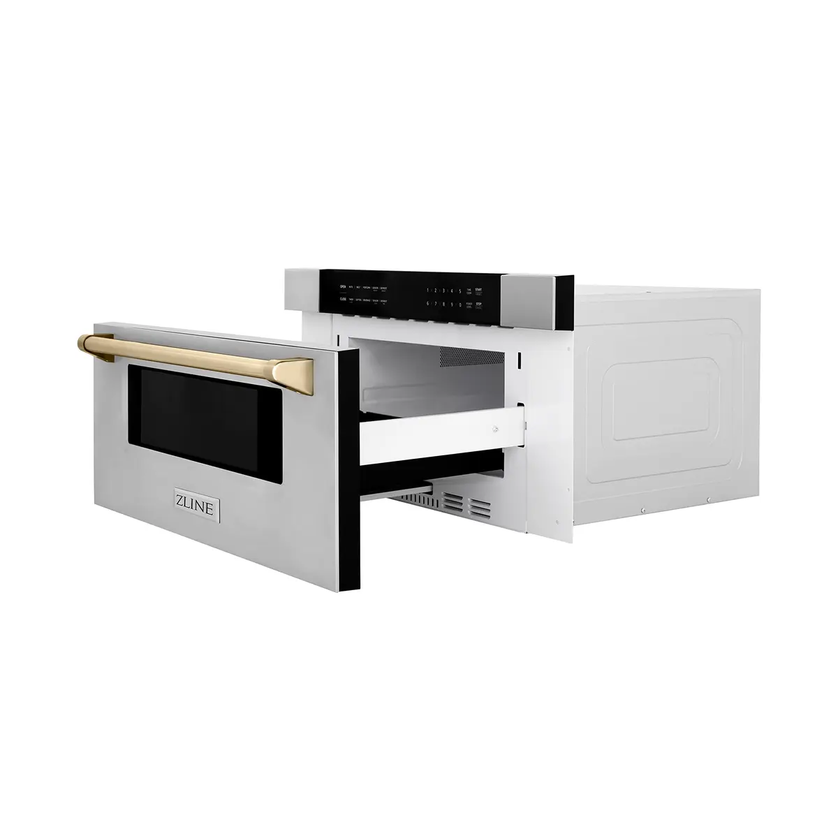 ZLINE Autograph Edition 30" 1.2 cu. ft. Built-In Microwave Drawer in Stainless Steel with Gold Accents | Space-Saving, Elegant Design - view 7