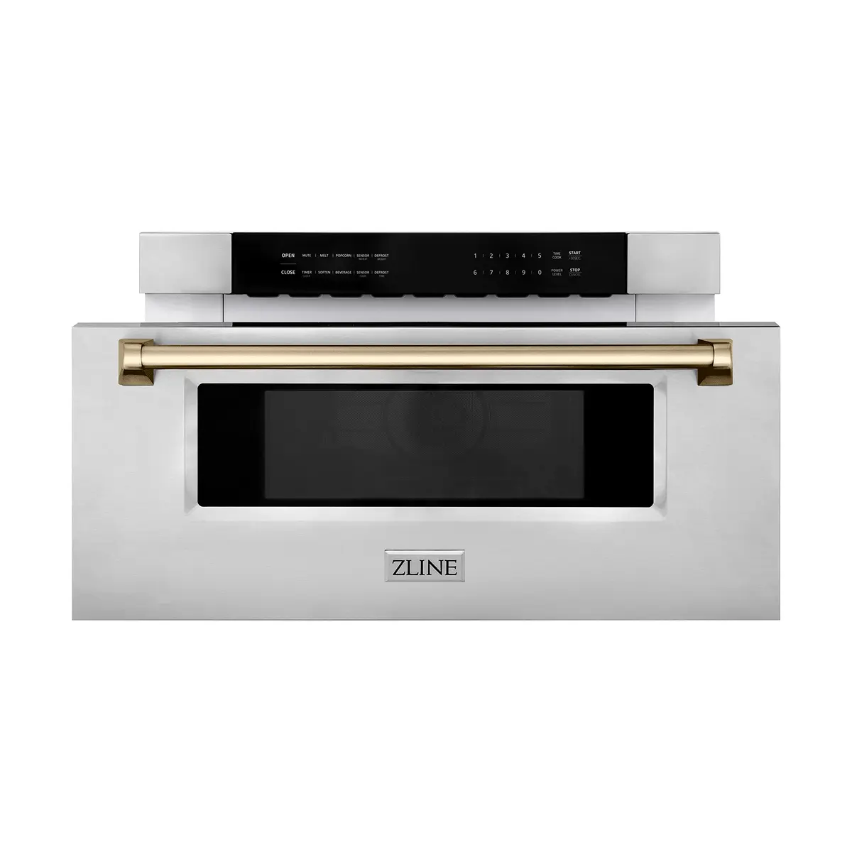 ZLINE Autograph Edition 30" 1.2 cu. ft. Built-In Microwave Drawer in Stainless Steel with Champagne Bronze Accents | Space-Saving, Elegant Design - view 7