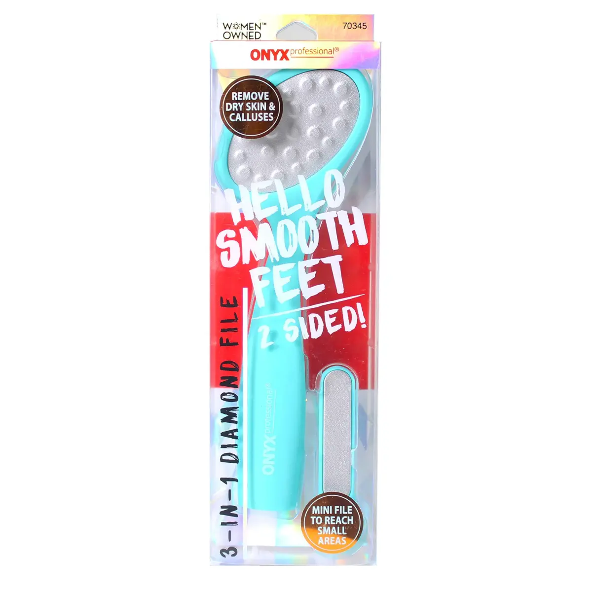 Onyx Professional 3-in-1 Diamond Foot Scrubber Teal | Exfoliates Calluses & Dry Skin - main product image
