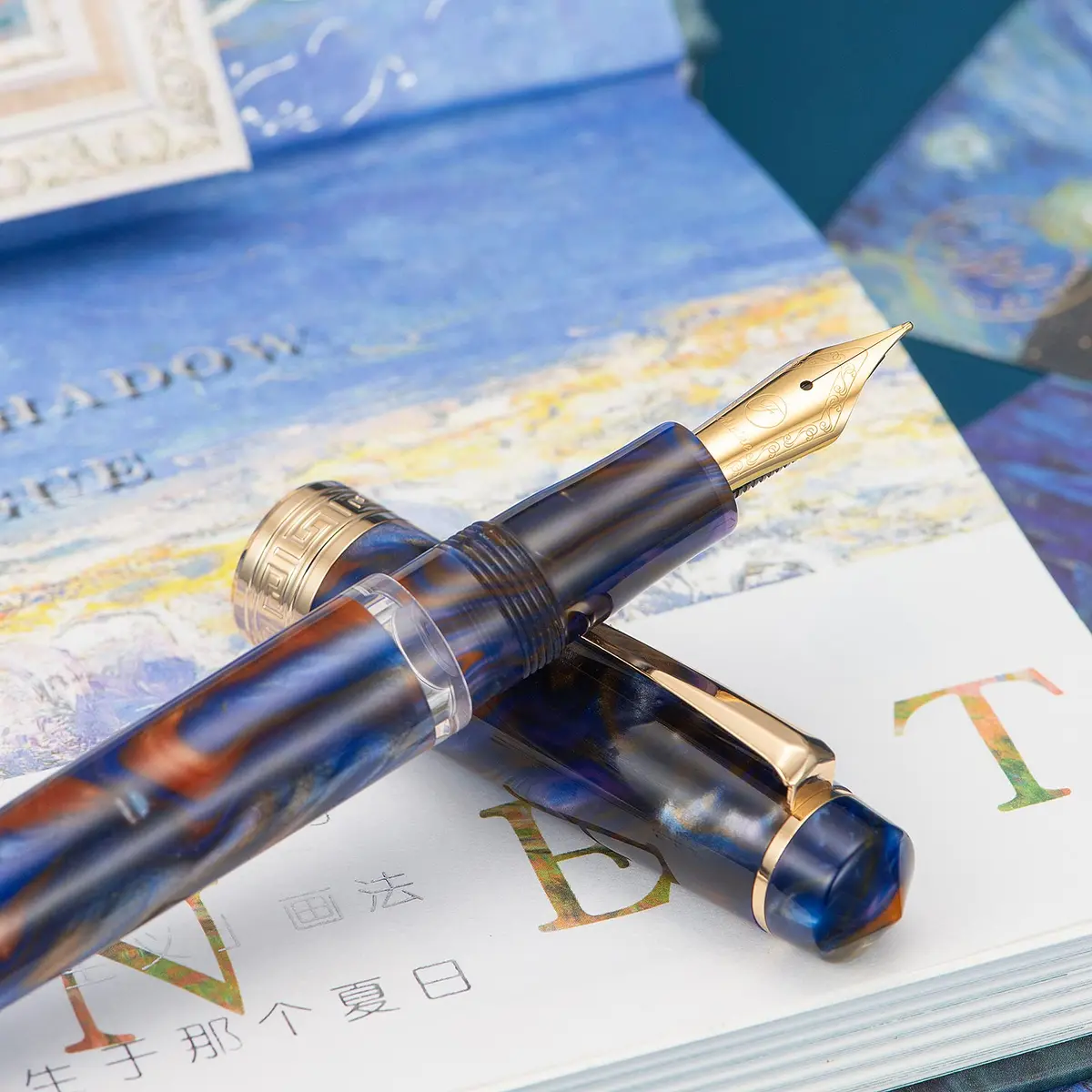 Asvine P20 Piston Fountain Pen Purple Resin, Extra Fine Nib, Gold Trim | Smooth Writer Collection with Case Set - view 5