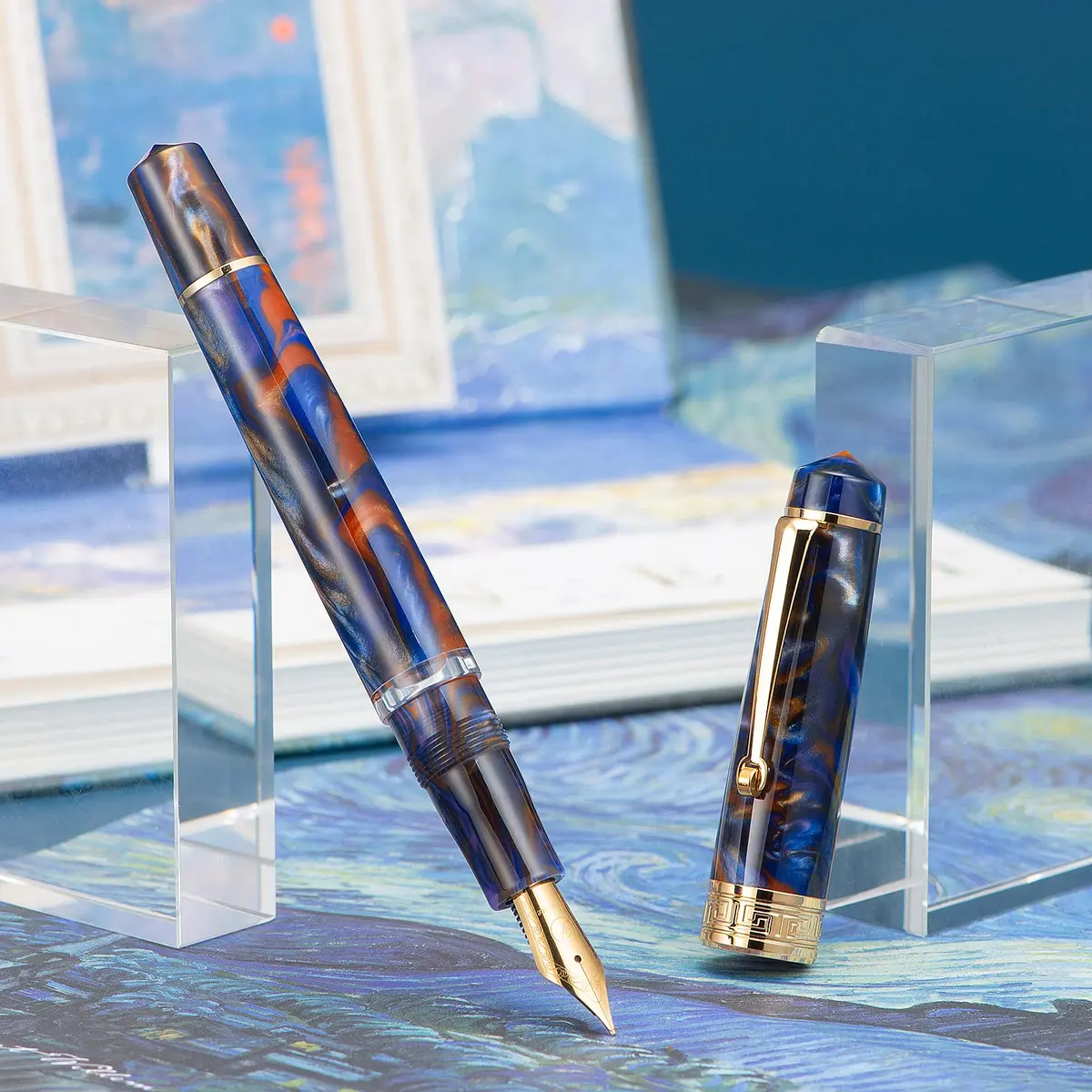 Asvine P20 Piston Fountain Pen Purple Resin, Extra Fine Nib, Gold Trim | Smooth Writer Collection with Case Set - view 7