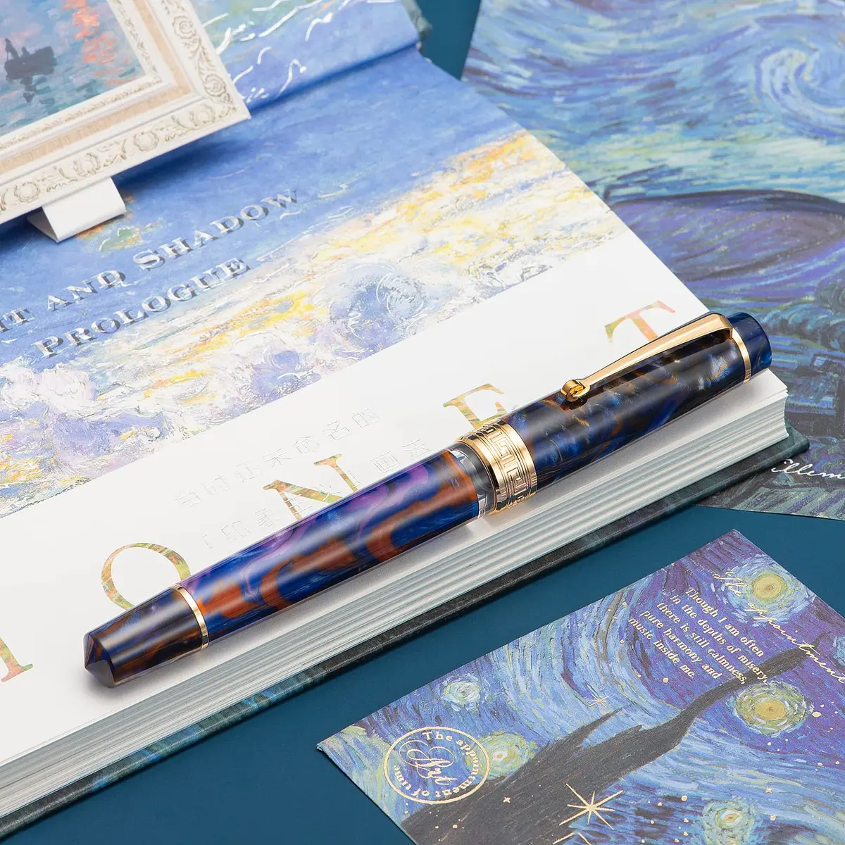 Asvine P20 Piston Fountain Pen Purple Resin, Extra Fine Nib, Gold Trim | Smooth Writer Collection with Case Set - view 8