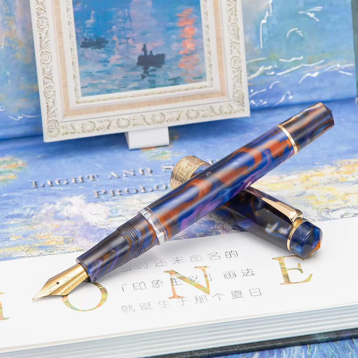 Asvine P20 Piston Fountain Pen Purple Resin, Extra Fine Nib, Gold Trim | Smooth Writer Collection with Case Set - view 9