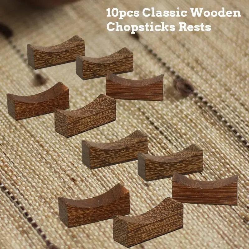 YTLX Natural Wenge Wood Chopstick Rests Set of 10 | Sturdy & Smooth for Kitchen Dining - view 4