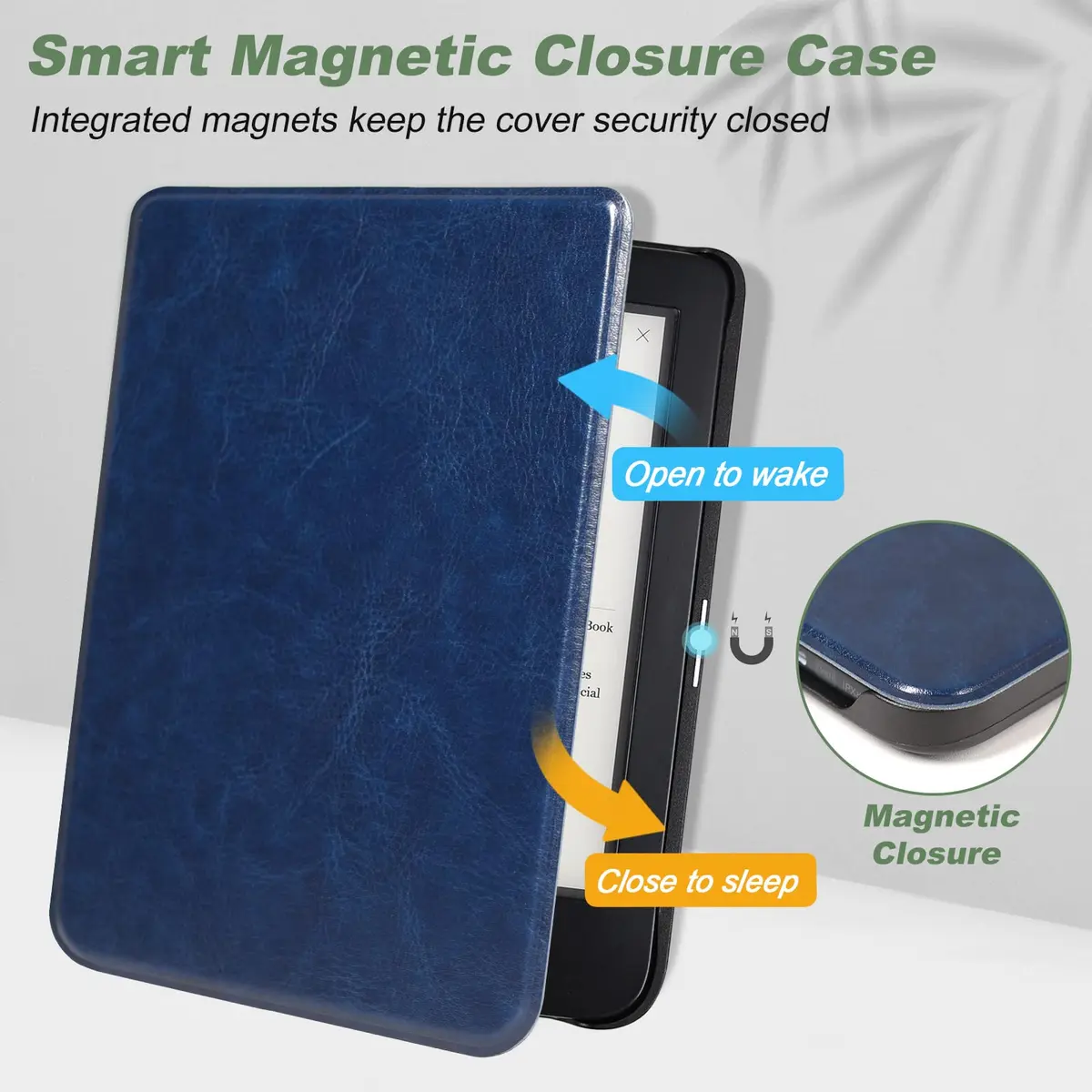 DMLuna Ultra Slim Lightweight Folio Case for Kobo Clara 2E 6" | Auto Sleep/Wake Function, Navy Blue - view 3