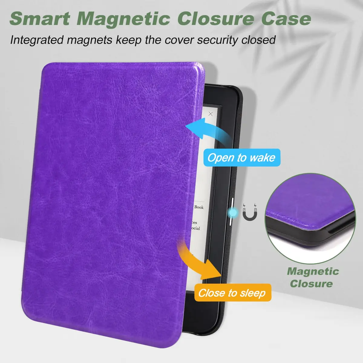 DMLuna Case for Kobo Clara 2E 6" - Ultra Slim Lightweight Folio with Auto Sleep/Wake Function, Purple | Premium PU Leather Protective Cover - view 3