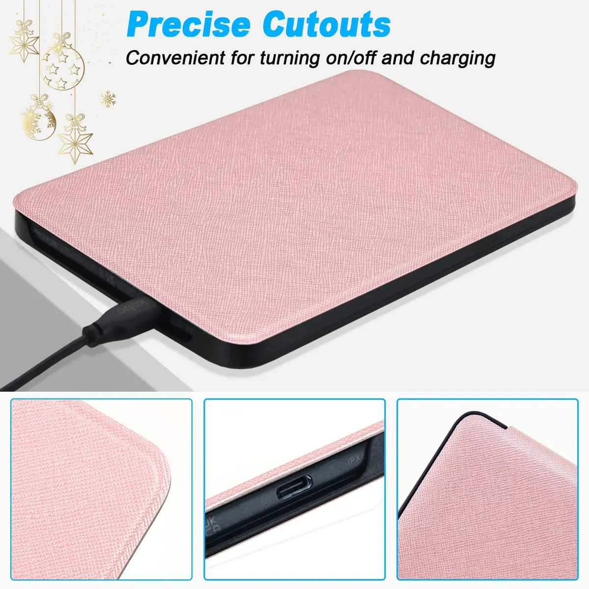 DMLuna Rose Gold Folio Case for Kobo Clara BW/Colour/2E 6" | Auto Sleep Wake PU Leather Cover - view 5