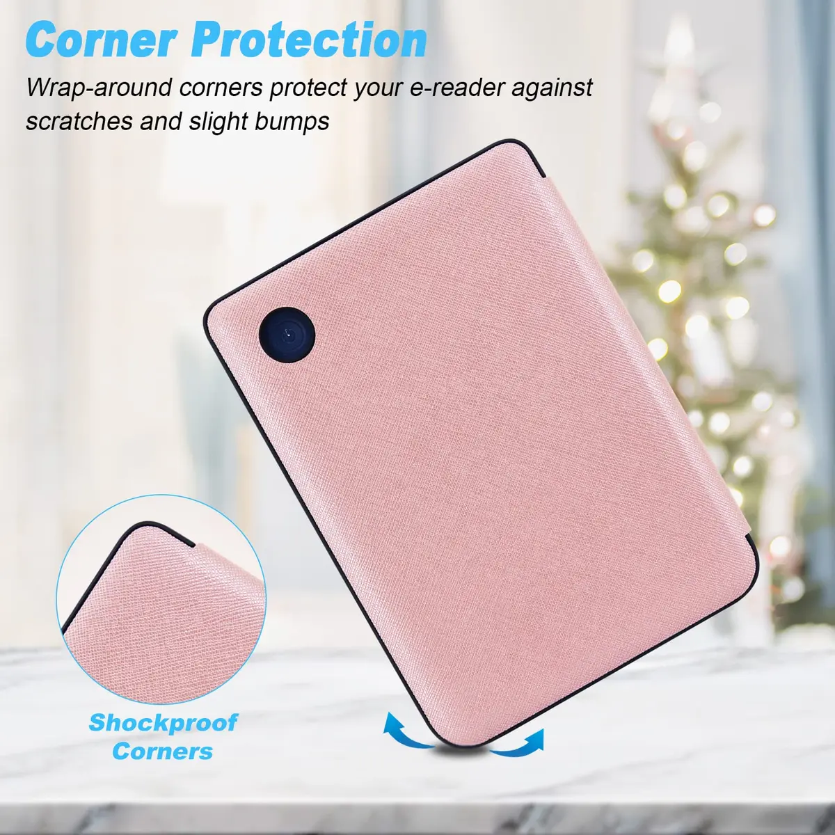 DMLuna Rose Gold Folio Case for Kobo Clara BW/Colour/2E 6" | Auto Sleep Wake PU Leather Cover - view 4