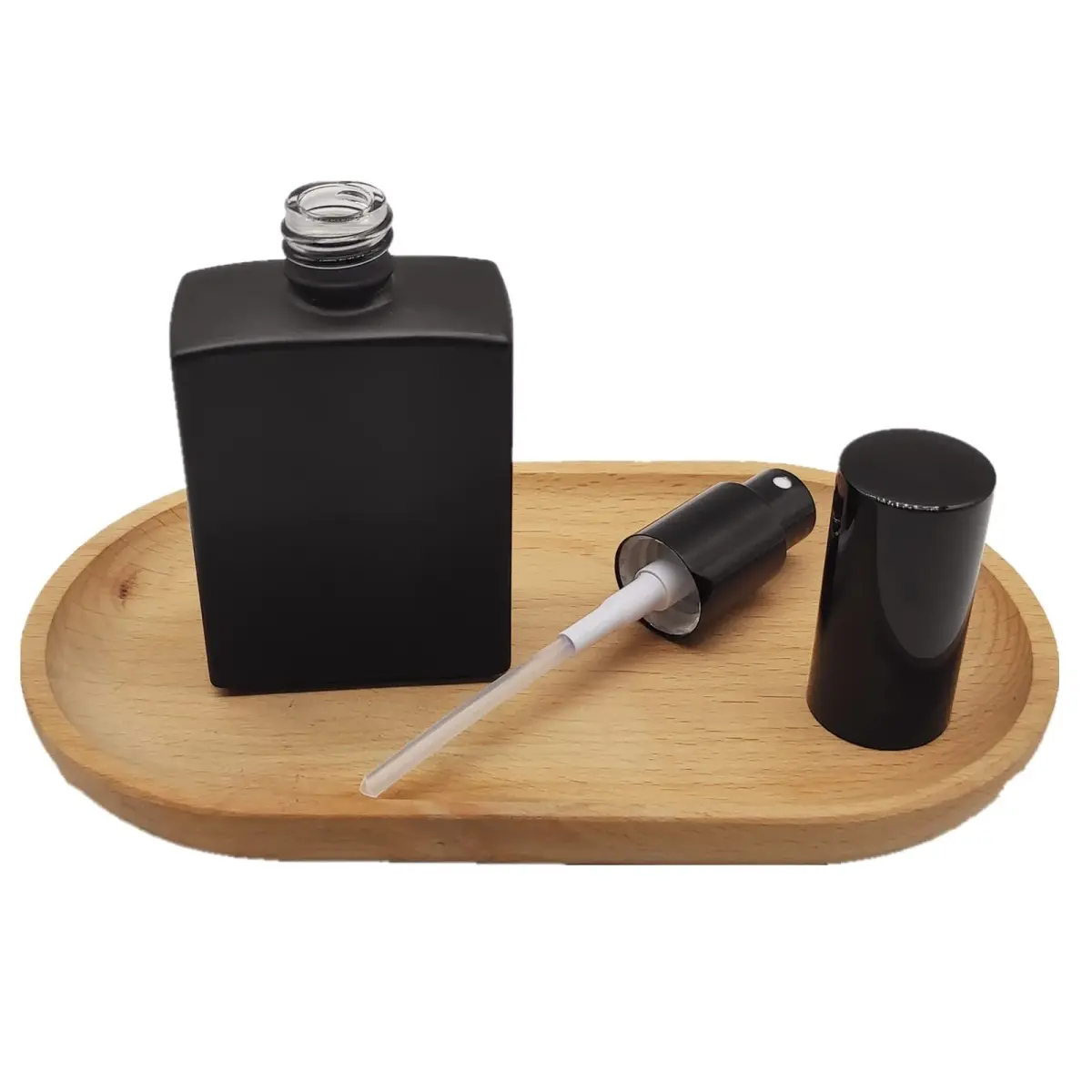 PimyRcyi 8PCS Square Glass Spray Bottle 50ml (1.7oz) | Matte Black Fine Mist Refillable Container - view 5