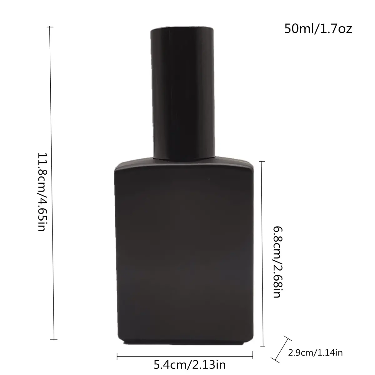 PimyRcyi 8PCS Square Glass Spray Bottle 50ml (1.7oz) | Matte Black Fine Mist Refillable Container - view 2