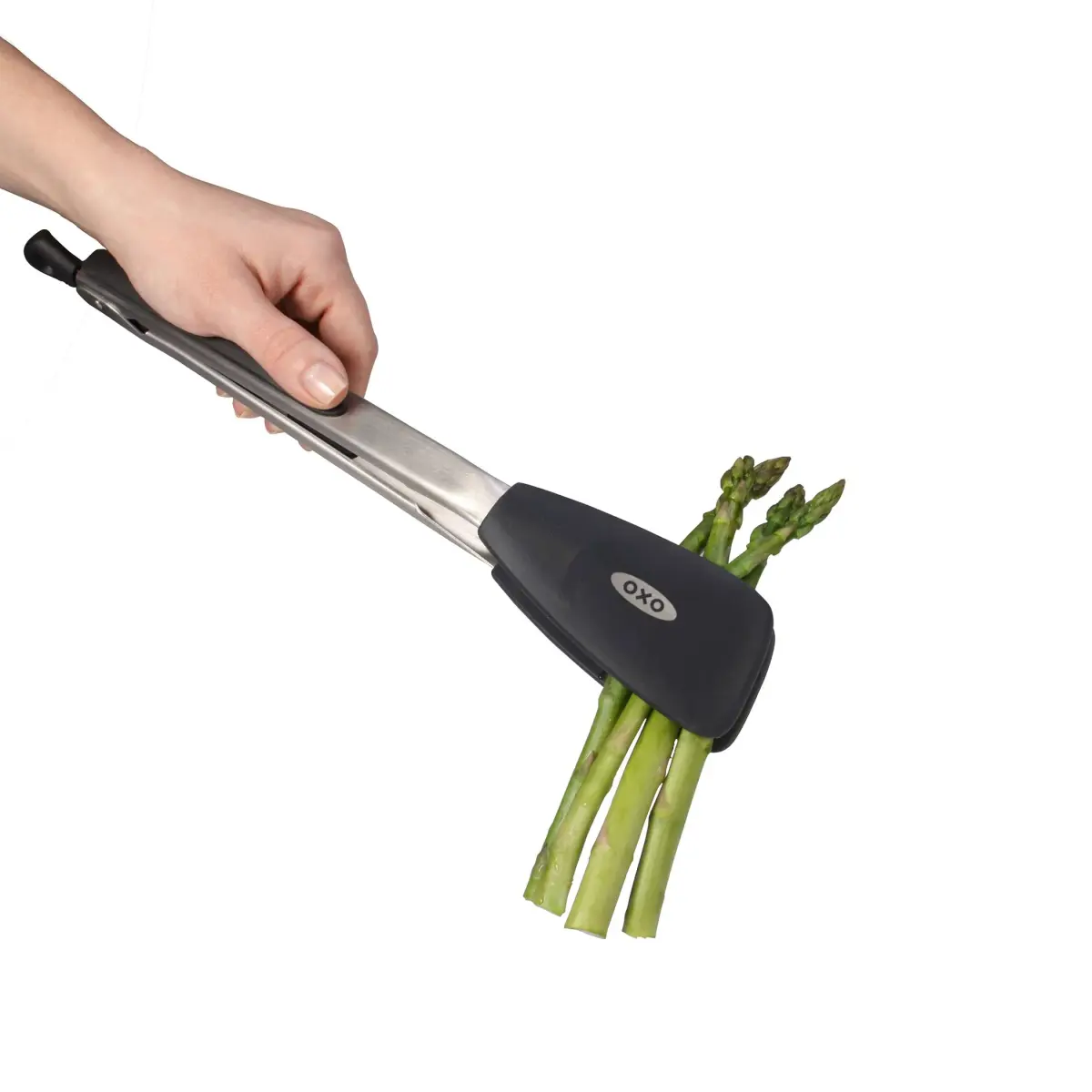 OXO Good Grips Large Silicone Flexible Turner & Tongs Set, Black | Heat-Resistant to 600°F, Non-Stick Safe - view 3