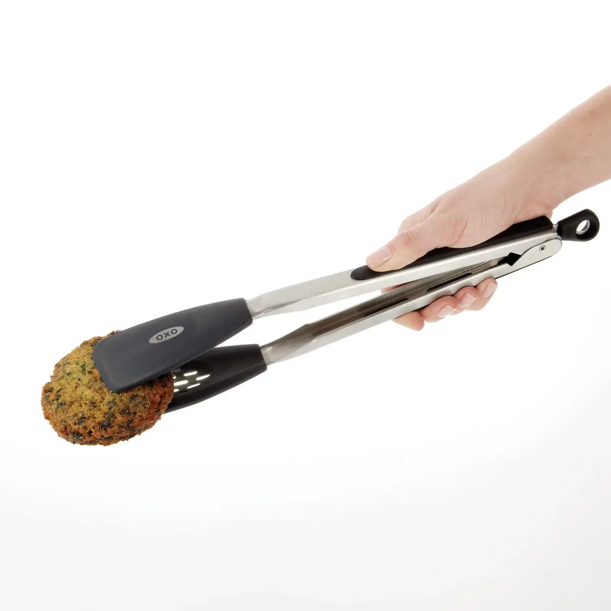 OXO Good Grips Large Silicone Flexible Turner & Tongs Set, Black | Heat-Resistant to 600°F, Non-Stick Safe - view 4