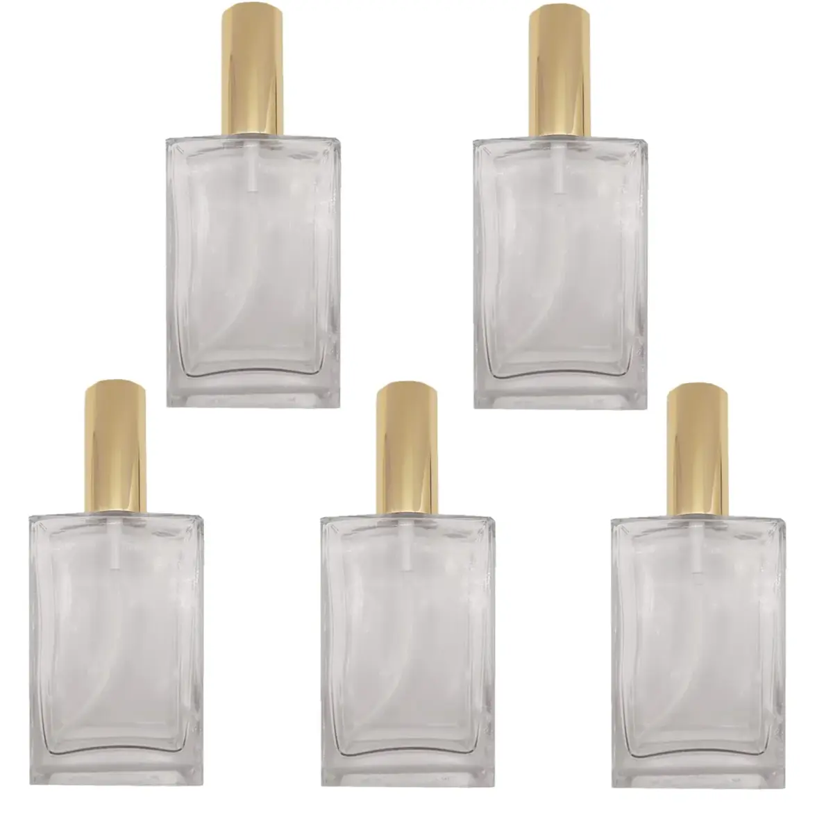 PimyRcyi 5PCS Square Glass Spray Bottle 100ml (3.4oz) | Fine Mist Refillable Perfume Container - main product image