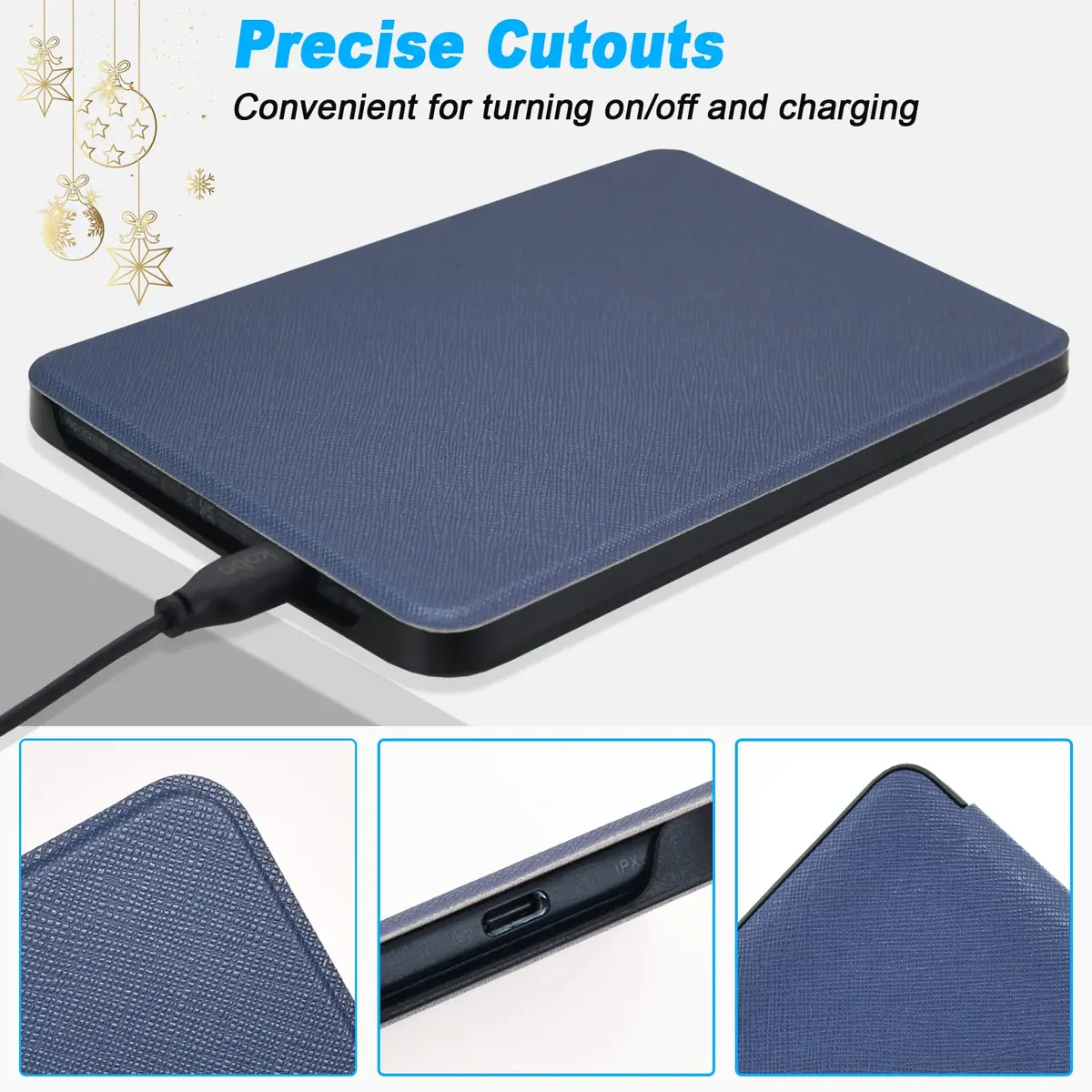 DMLuna Case for Kobo Clara 2E 6" - Ultra Slim Lightweight PU Leather Folio with Auto Sleep/Wake Function, Navy Blue | Imported from USA - view 5