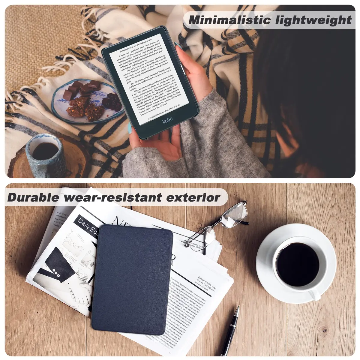 DMLuna Case for Kobo Clara 2E 6" - Ultra Slim Lightweight PU Leather Folio with Auto Sleep/Wake Function, Navy Blue | Imported from USA - view 7