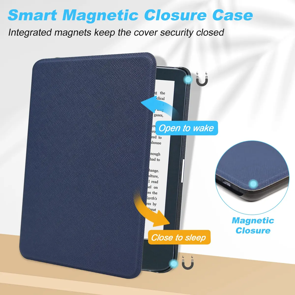 DMLuna Case for Kobo Clara 2E 6" - Ultra Slim Lightweight PU Leather Folio with Auto Sleep/Wake Function, Navy Blue | Imported from USA - view 3