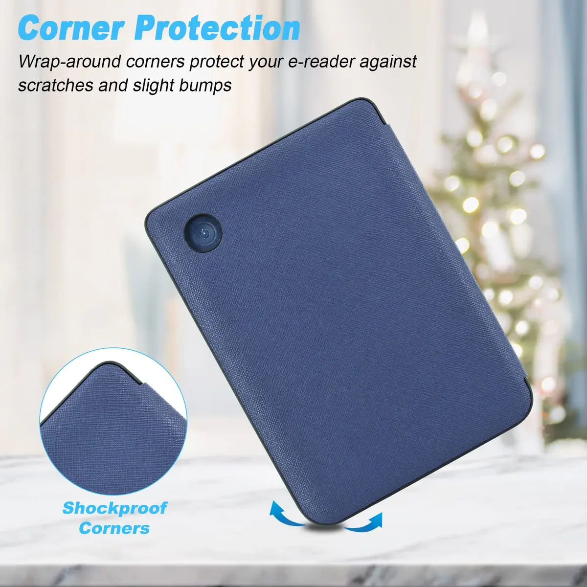 DMLuna Case for Kobo Clara 2E 6" - Ultra Slim Lightweight PU Leather Folio with Auto Sleep/Wake Function, Navy Blue | Imported from USA - view 4