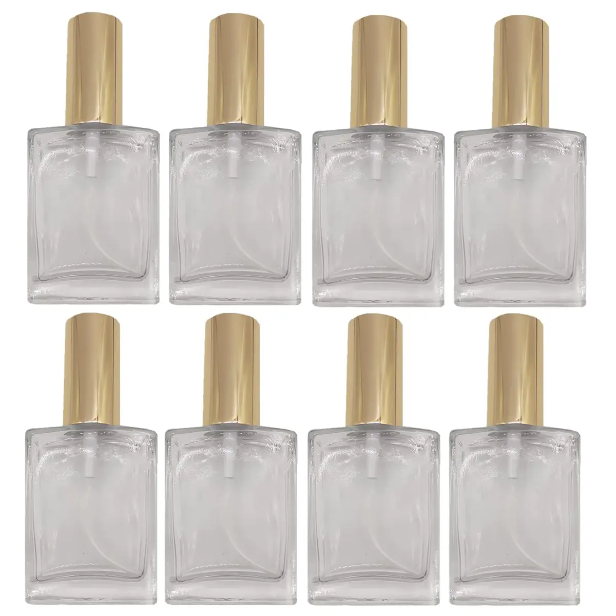 PimyRcyi 8PCS Square Glass Spray Bottle 50ml (1.7oz) | Fine Mist Refillable Perfume Atomiser - main product image