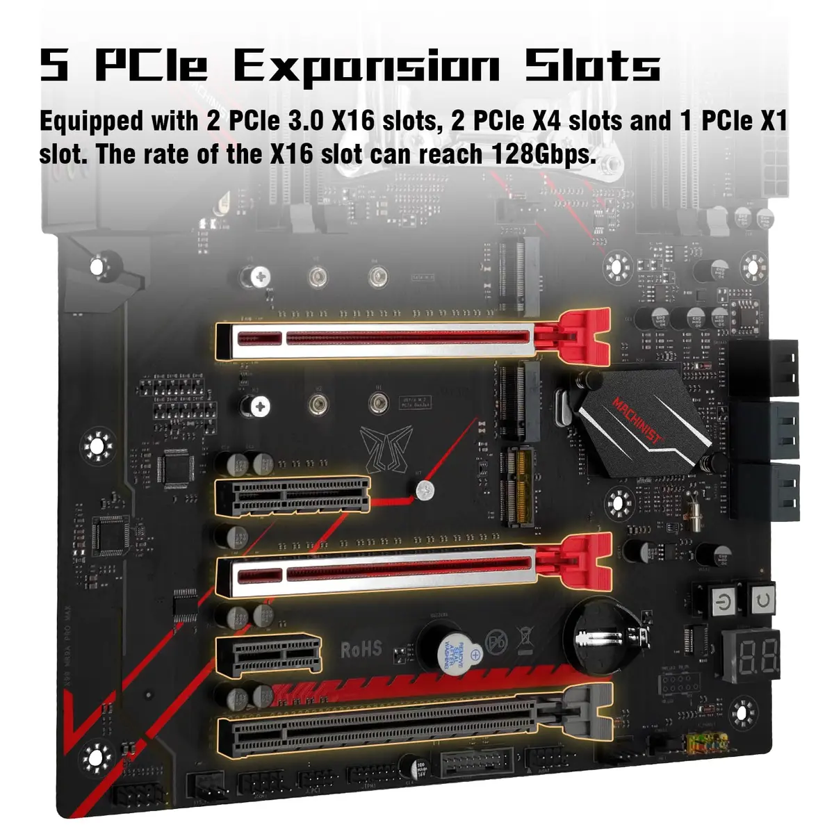 MACHINIST X99 MR9A PRO MAX Motherboard Intel LGA 2011-V3 DDR4 ATX Server | Quad-Channel 128GB ECC/Non-ECC Memory Support - view 5