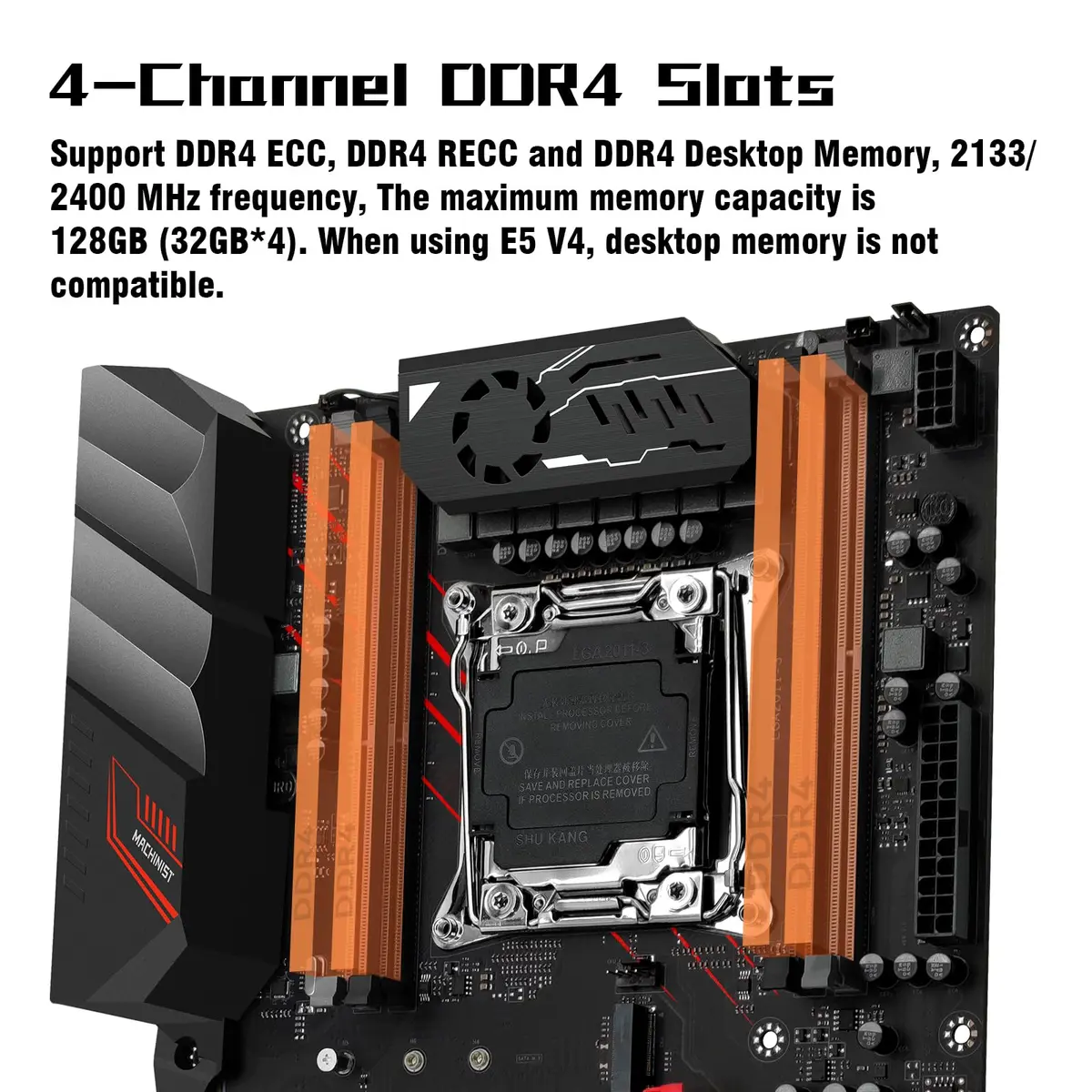 MACHINIST X99 MR9A PRO MAX Motherboard Intel LGA 2011-V3 DDR4 ATX Server | Quad-Channel 128GB ECC/Non-ECC Memory Support - view 3