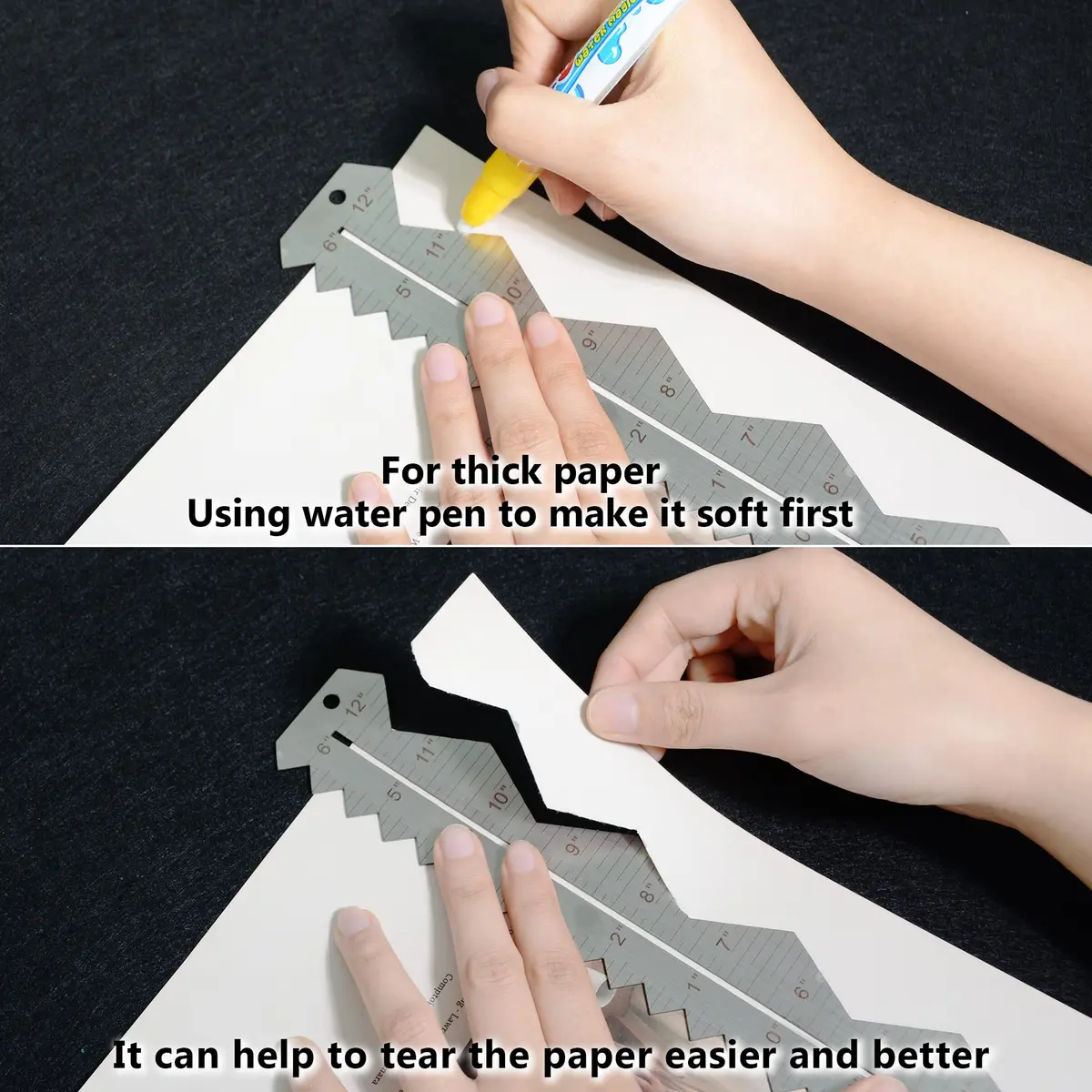 UPTTHOW Metal Irregular Edges Ruler for Paper Tearing | 12" Measuring Tool for DIY & Art - view 6