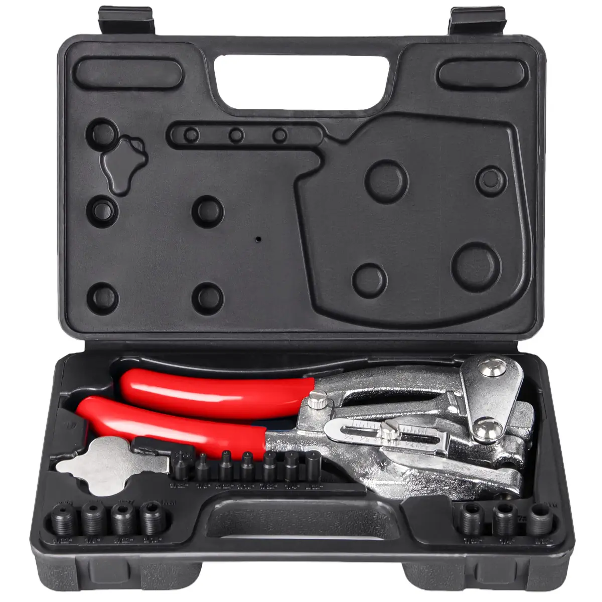 NiQinWuKin Heavy Duty Hole Punch Tool Set | Professional Metal Hand Punch 3/32in to 9/32in | Red - view 5