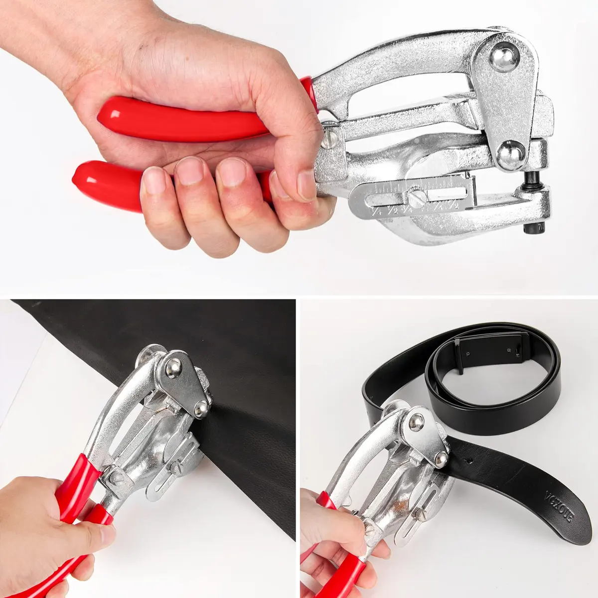 NiQinWuKin Heavy Duty Hole Punch Tool Set | Professional Metal Hand Punch 3/32in to 9/32in | Red - view 7
