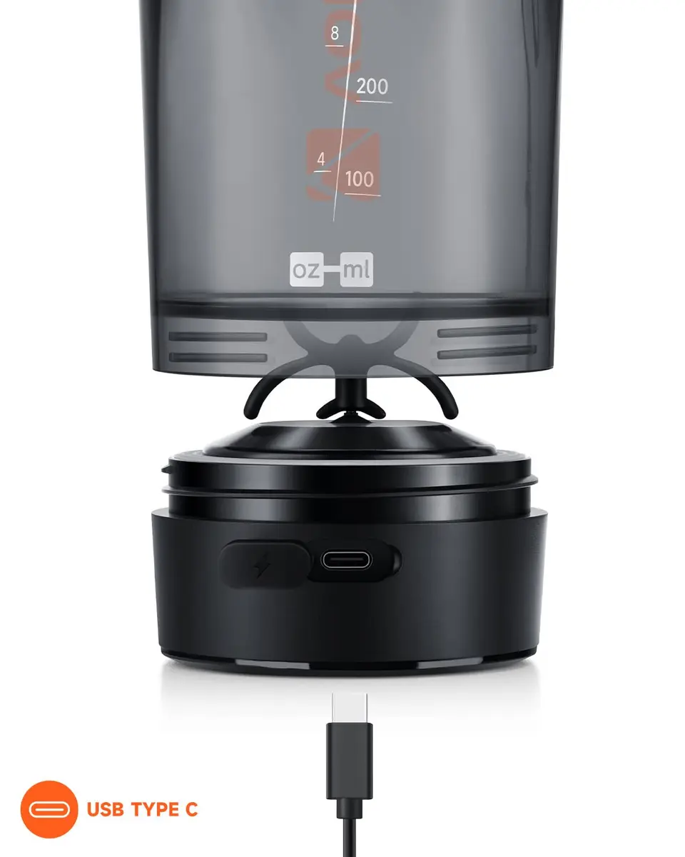 VOLTRX Gallium Electric Protein Shaker Bottle 24oz | USB Rechargeable, BPA-Free Tritan, Waterproof, Silent Motor - view 5