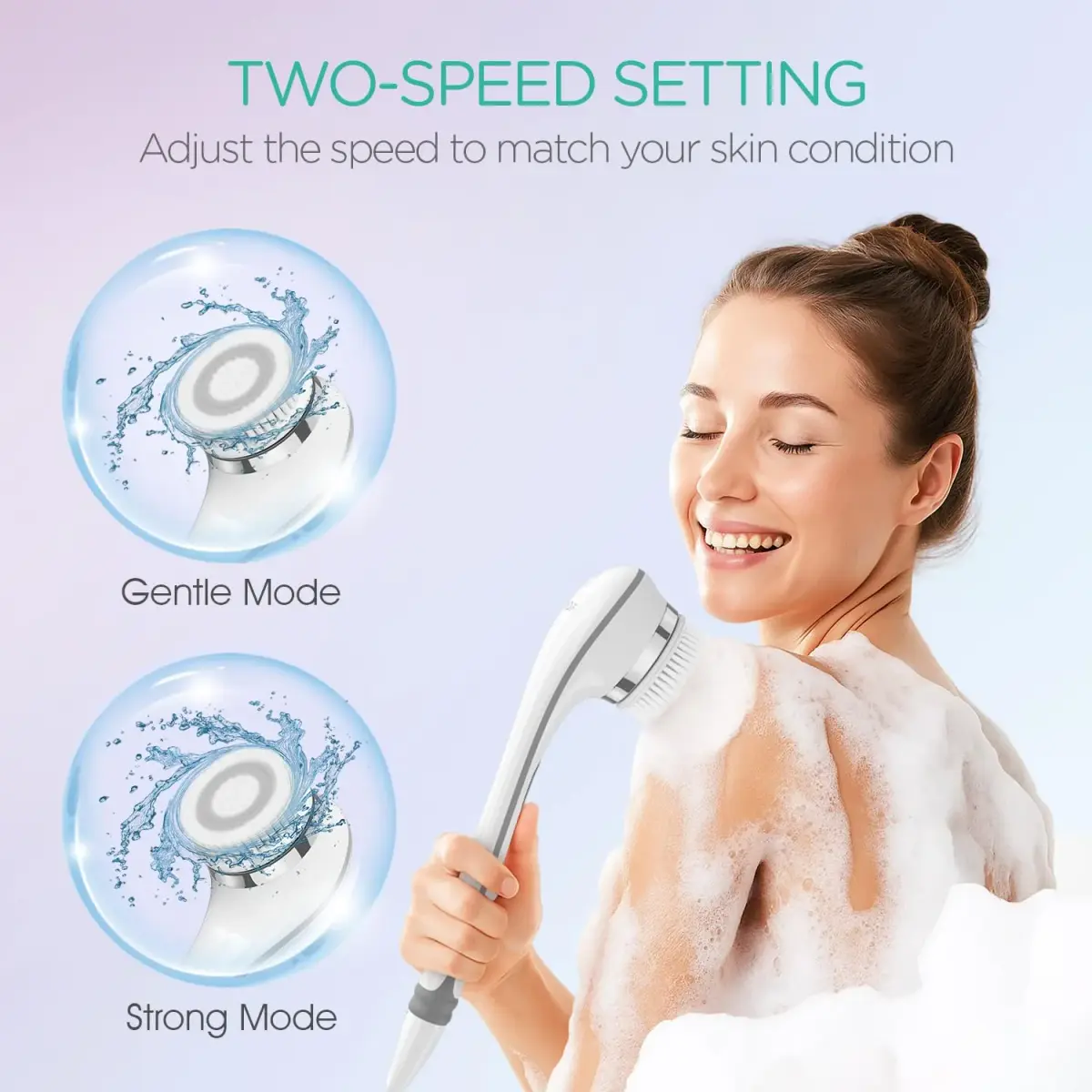 VOYOR BC100 Electric Body Brush with Long Handle | 4-in-1 Exfoliating Spin Brush for Shower - view 4