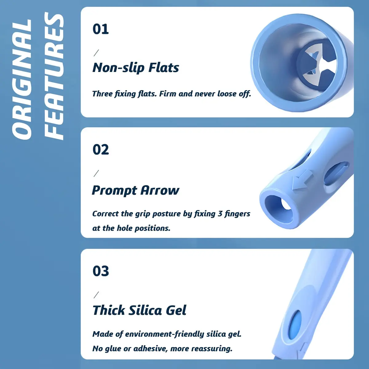 OSteed Pencil Grip, Extender & Cap 3 In 1 | Multi-Functional, Food-Grade Silicone, 6 Pcs - view 3