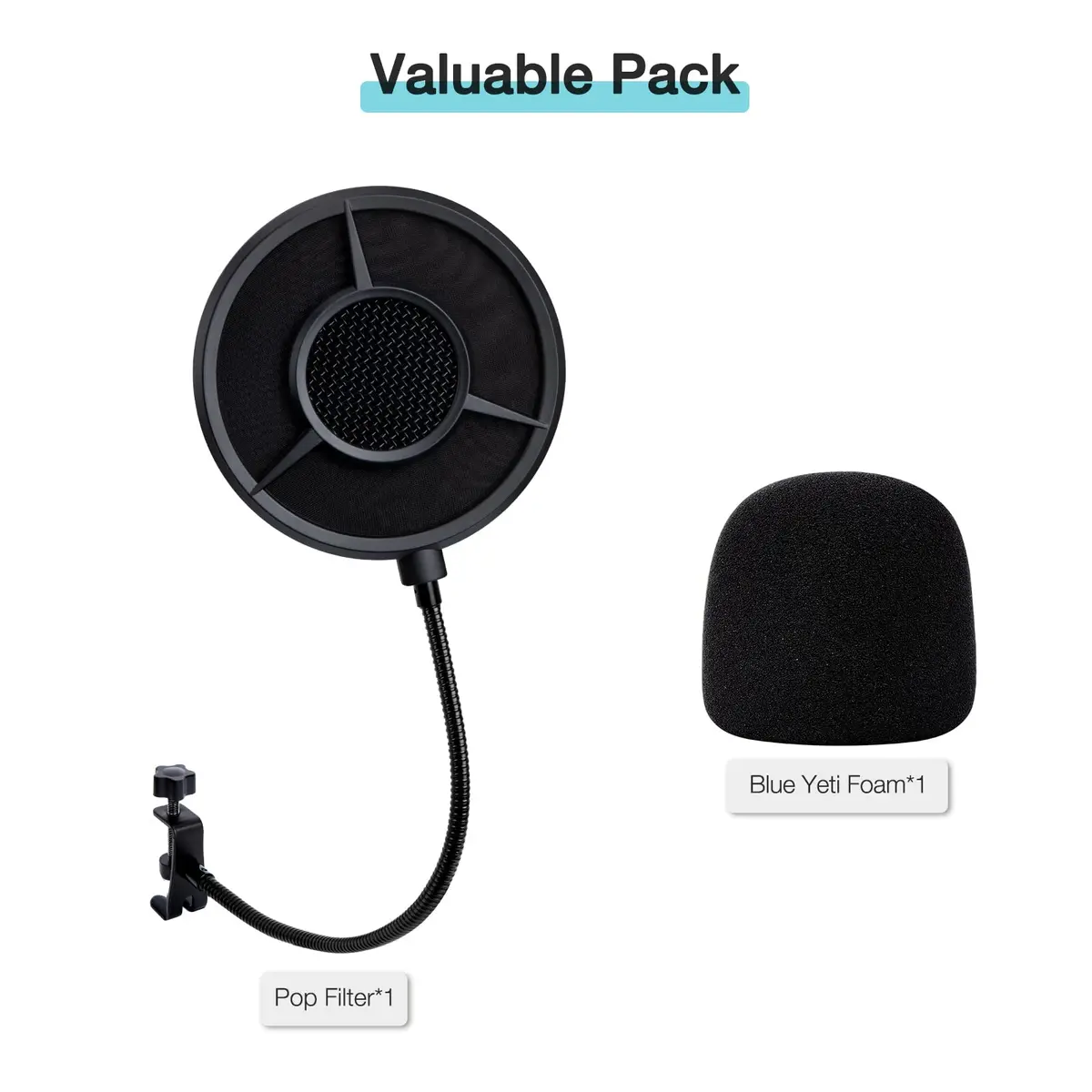 YOUSHARES Blue Yeti Pop Filter Foam Windscreen with Gooseneck & Clamp, 14cm (5.5 Inch) Diameter, 6-Layer Metal Mesh | Professional Mic Accessory for Recording & Streaming - view 6