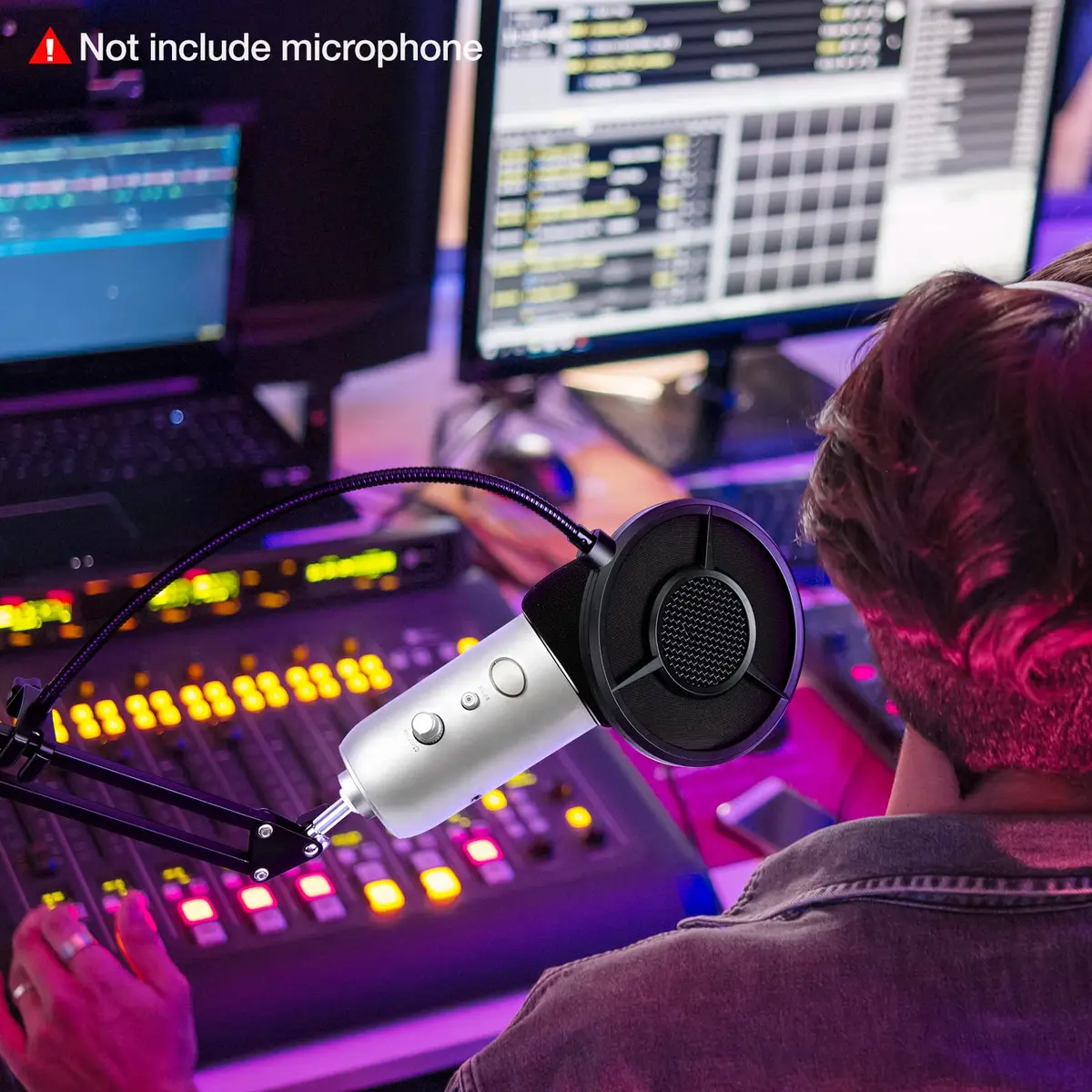 YOUSHARES Blue Yeti Pop Filter Foam Windscreen with Gooseneck & Clamp, 14cm (5.5 Inch) Diameter, 6-Layer Metal Mesh | Professional Mic Accessory for Recording & Streaming - view 7