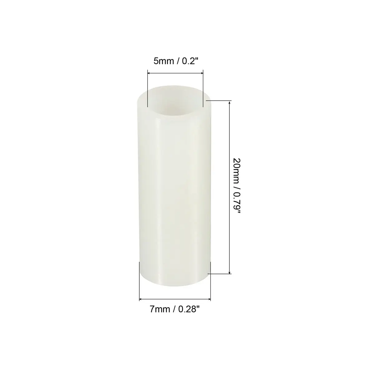 PATIKIL Round Spacer Washer 100 Pack Nylon 5mm ID x 7mm OD x 20mm L | For M5 Screws, 3D Printers, Electronics - view 2