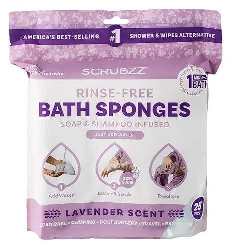 Scrubzz Disposable No Rinse Bathing Wipes Lavender Scented (100 Count Total) | Hypoallergenic Cleansing for On-the-Go Freshness - main product image