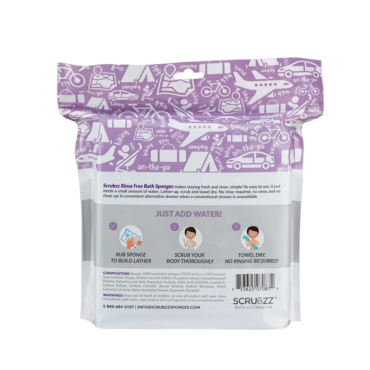 Scrubzz Disposable No Rinse Bathing Wipes - Lavender Scented, 100 Count (4-Pack) | Hypoallergenic & Paraben-Free - view 7
