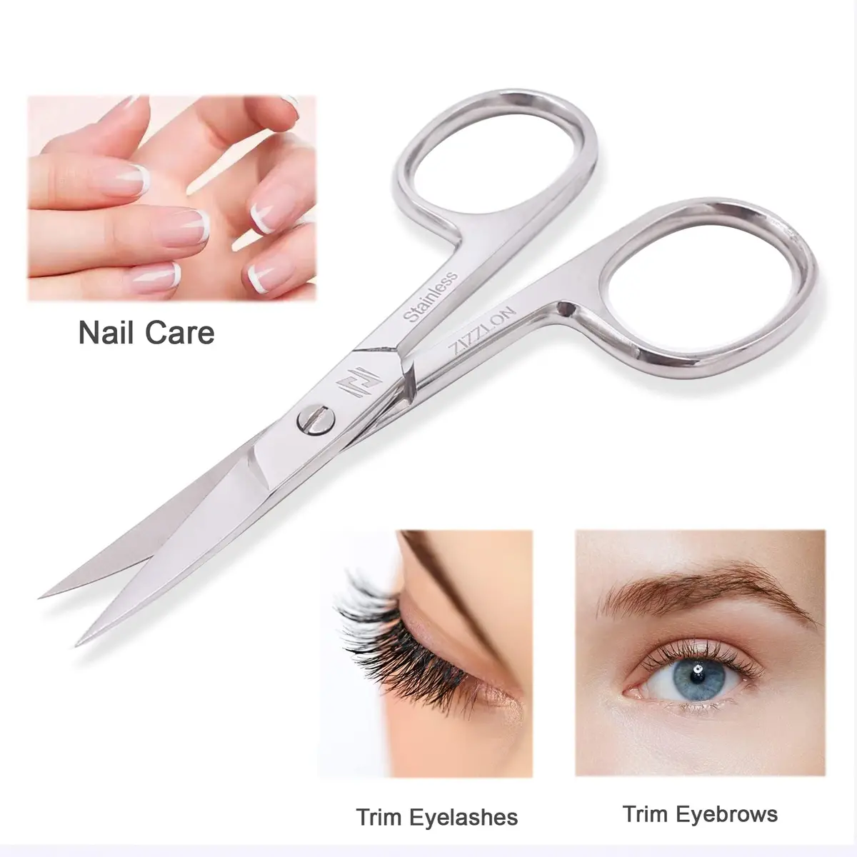 ZIZZLON Curved Micro Serrated Nail Scissors 22mm Blade | Professional Surgical Grade Stainless Steel - view 3