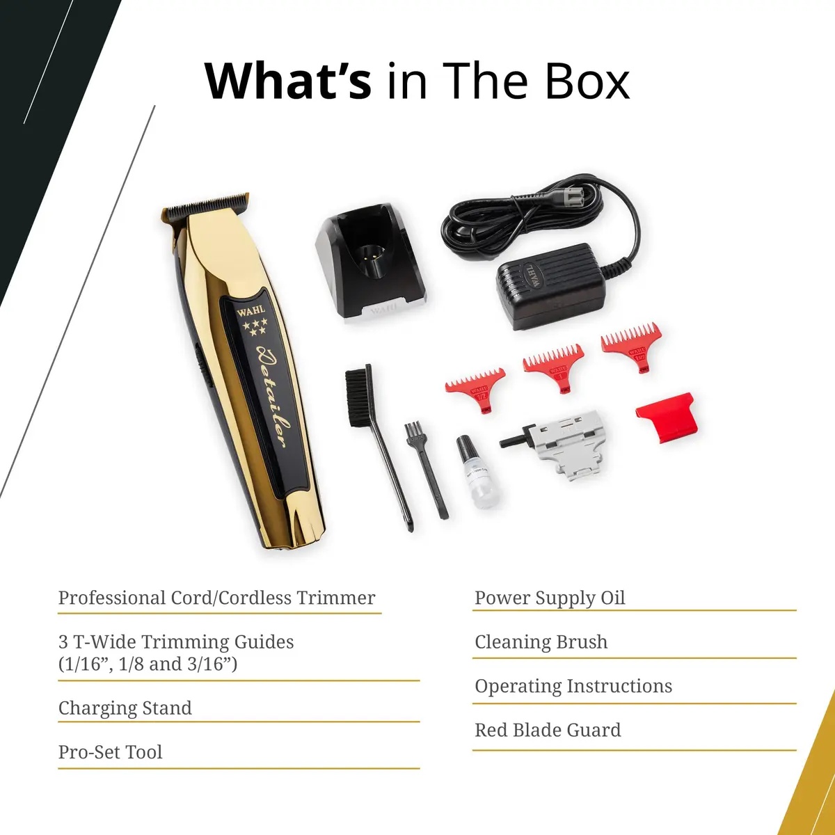 Wahl Professional 5 Star Cordless Detailer Li Trimmer, Black & Gold | Precision, 100 Min Runtime, Ergonomic Design - view 4