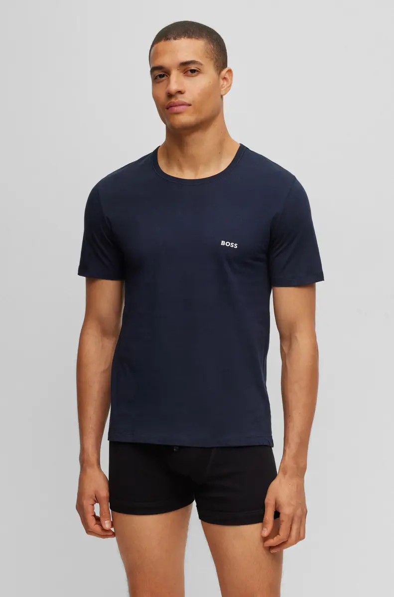 BOSS Men's 3-Pack Crew Neck Cotton Jersey T-Shirts | Bright White, Blue Navy, Soil Black, Medium - view 2
