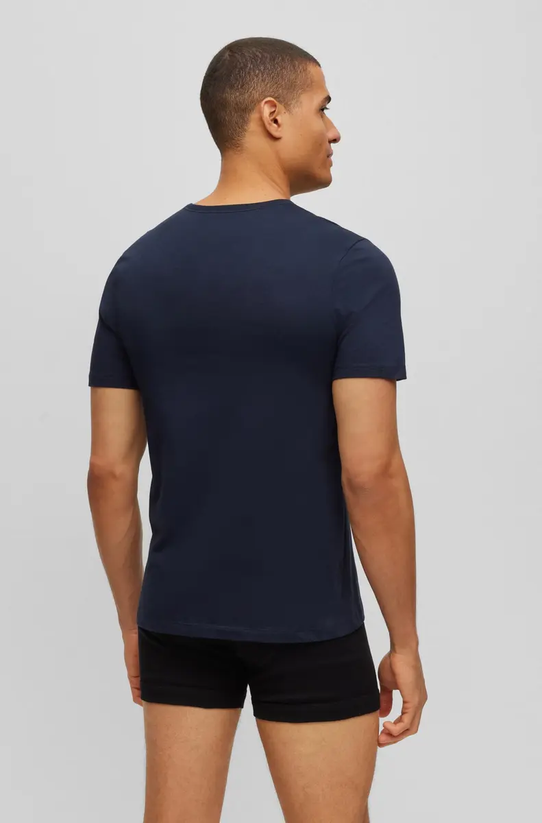 BOSS Men's 3-Pack Crew Neck Cotton Jersey T-Shirts | Bright White, Blue Navy, Soil Black, Medium - view 3