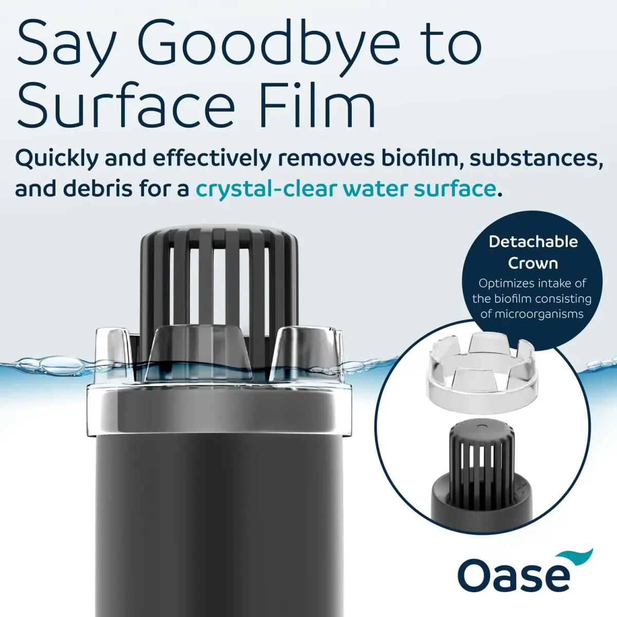 OASE CrystalSkim 600 Surface Skimmer for Freshwater and Marine Aquariums | Compact Internal Filter for Film Oil and Debris Removal - view 5