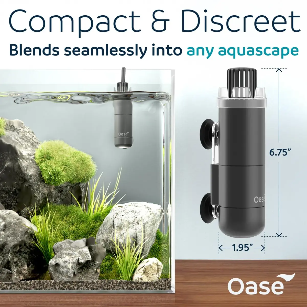 OASE CrystalSkim 600 Surface Skimmer for Freshwater and Marine Aquariums | Compact Internal Filter for Film Oil and Debris Removal - view 2