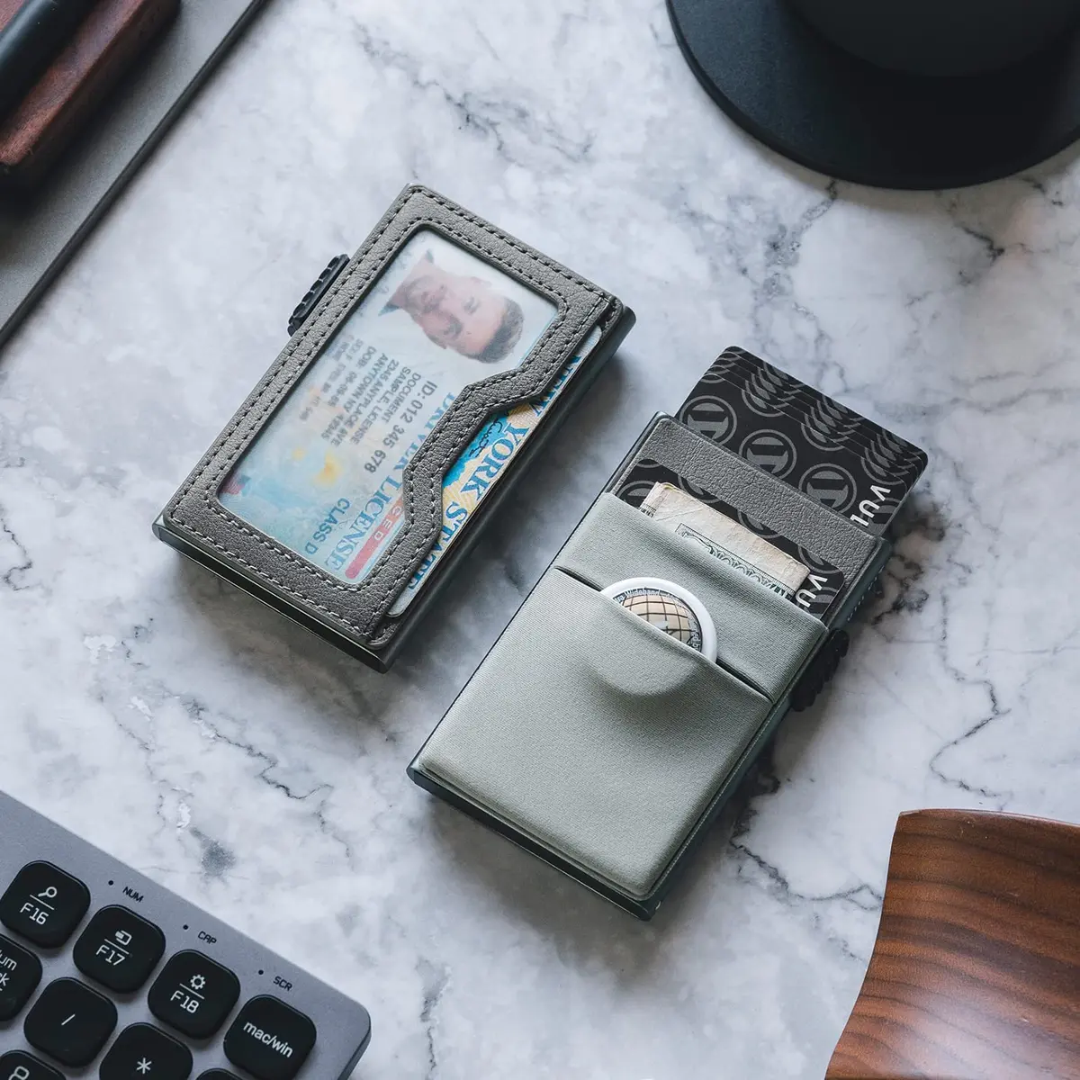 VULKIT Minimalist Wallet with ID Window & EDC Pocket Pop Up Card Holder RFID Blocking Slim Wallet Design for Airtag Cash Coins & Credit Cards - view 6