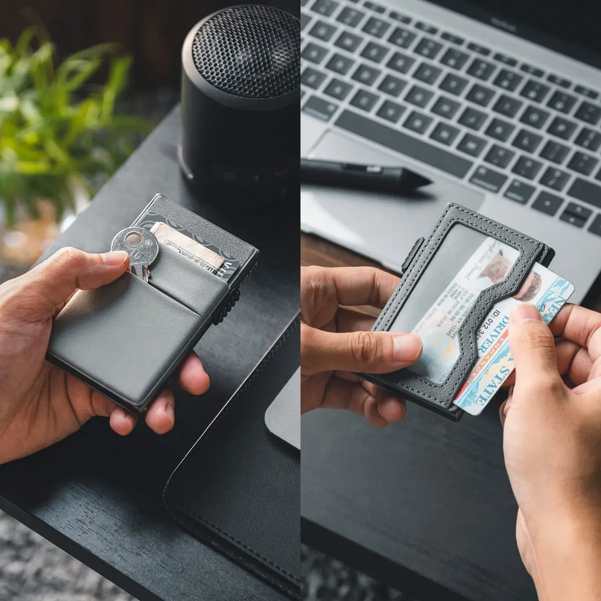 VULKIT Minimalist Wallet with ID Window & EDC Pocket Pop Up Card Holder RFID Blocking Slim Wallet Design for Airtag Cash Coins & Credit Cards - view 2