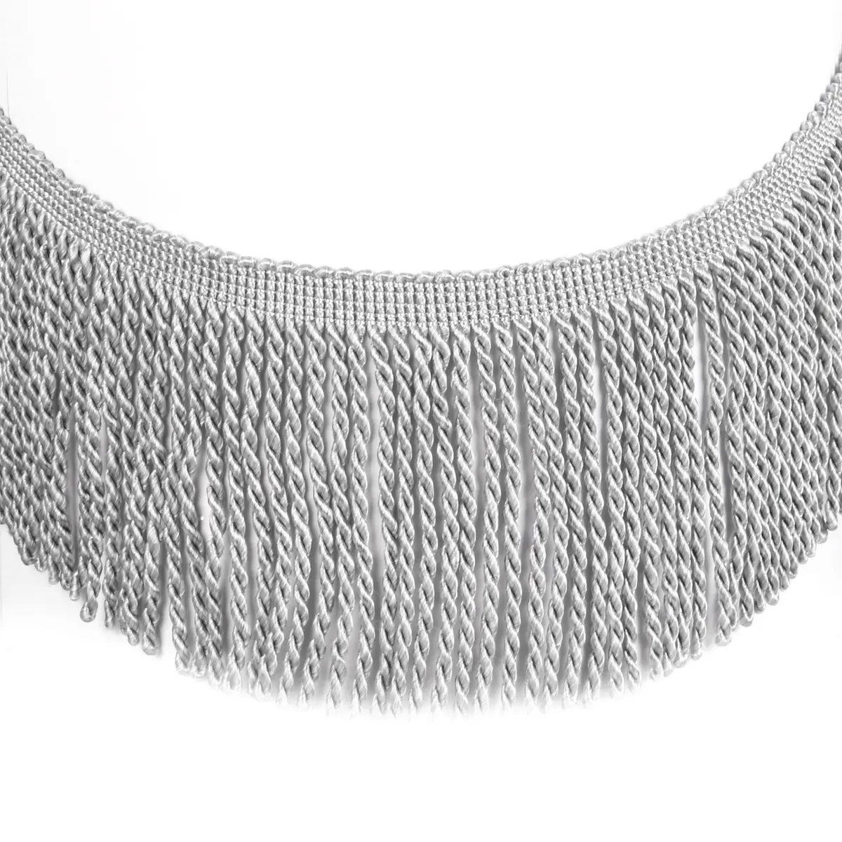 Fenghuangwu Bullion Fringe Trim 5 Yards (180 inches / 457 cm) Mix Silver | Traditional Rayon Tassel Embellishment for Curtains & DIY - main product image