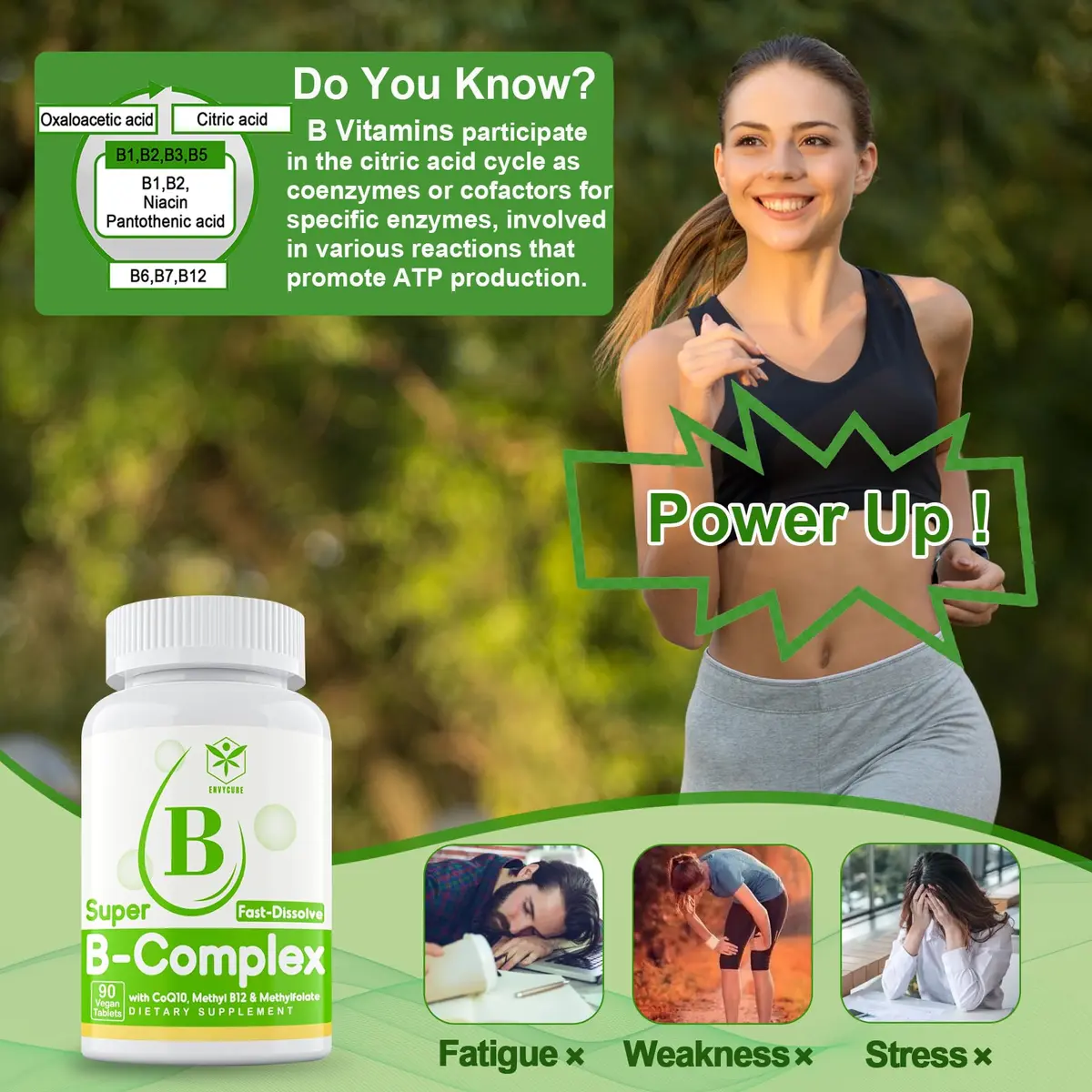 EnvyCure Sugar Free Vitamin B Complex with Methyl B12, MethylFolate, B6, B1, B2, B3, 90 Count (Pack of 2) | Fast Dissolve, Vegan, Energy & Neural Support - view 6