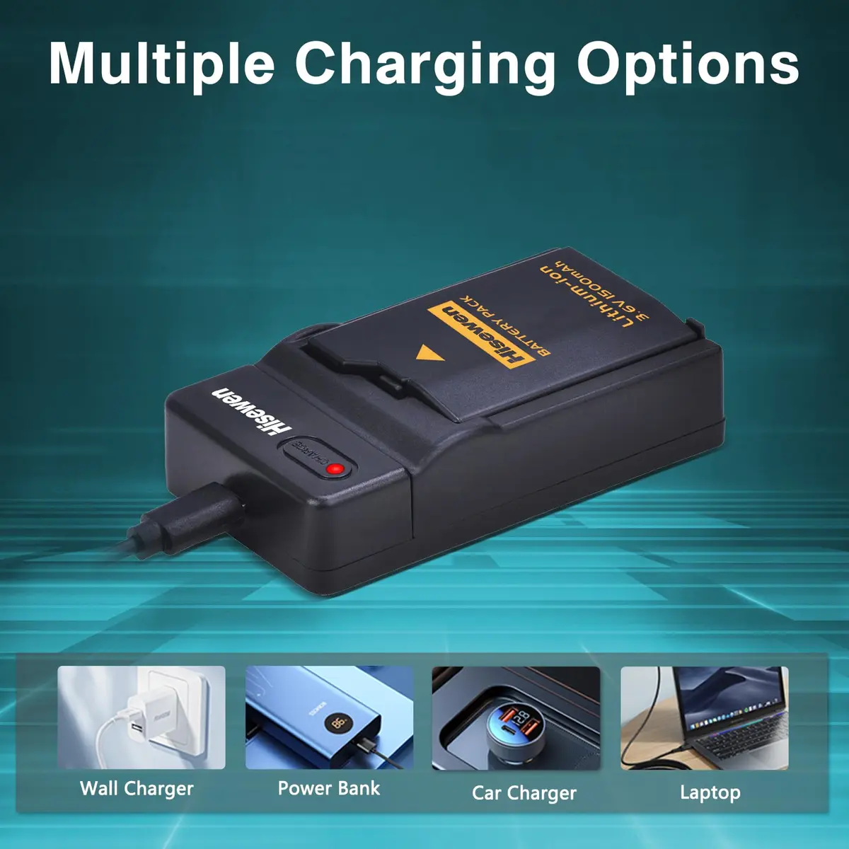 Hisewen PSP 3000 Battery and Charger for Sony PSP 2000/3000 Slim Consoles | 1500mAh Li-ion Rechargeable Pack with LED USB Charger - view 6