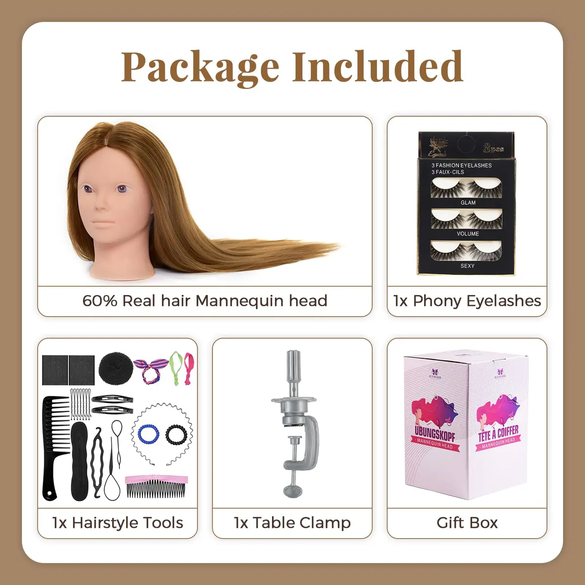 Neverland Beauty & Health Mannequin Head with 80% Real Human Hair | 28 Inch for Hair Styling & Make up Practice - view 5