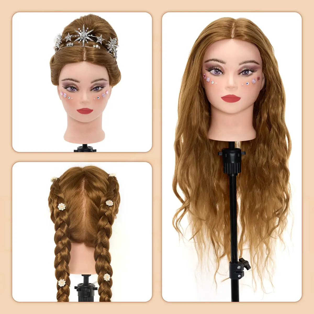 Neverland Beauty & Health Mannequin Head with 80% Real Human Hair | 28 Inch for Hair Styling & Make up Practice - view 7